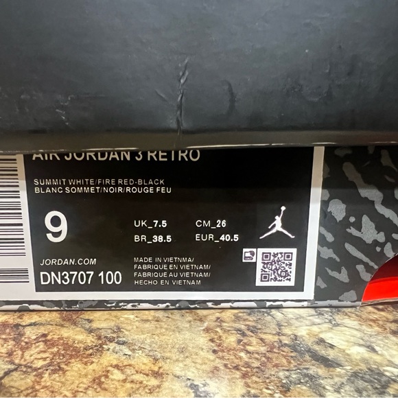 brand new jordan 3 reimagined size 9 mens - Picture 6 of 7
